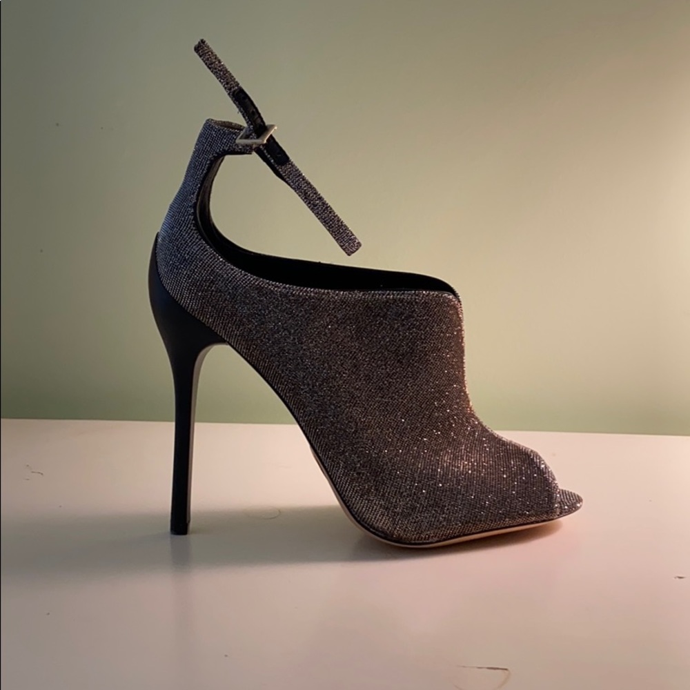 B Brian Atwood Metallic Peep Toe Pumps